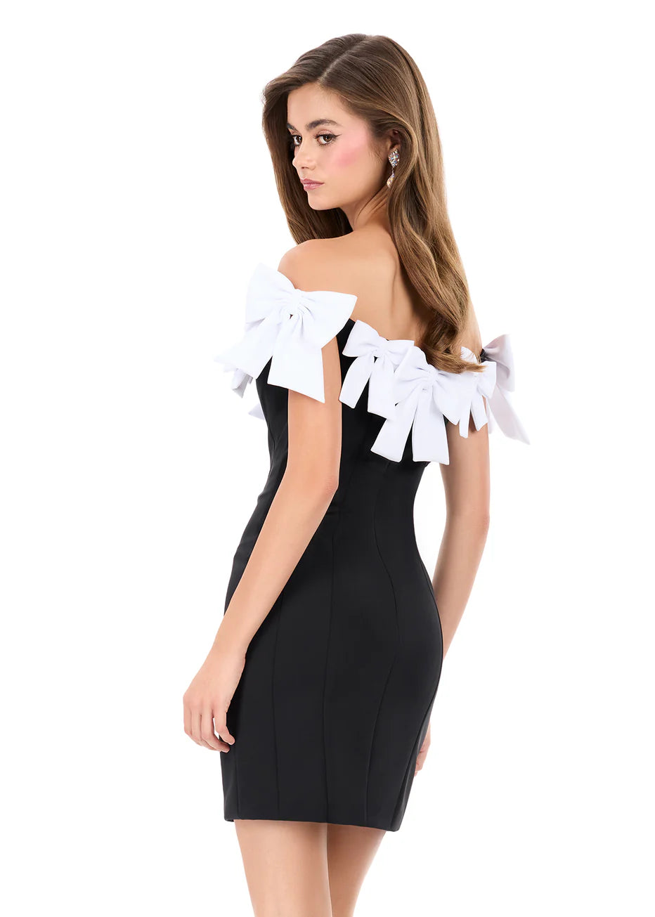 Ashley Lauren 4966 - Seamed Bodice Bow Sheath Dress