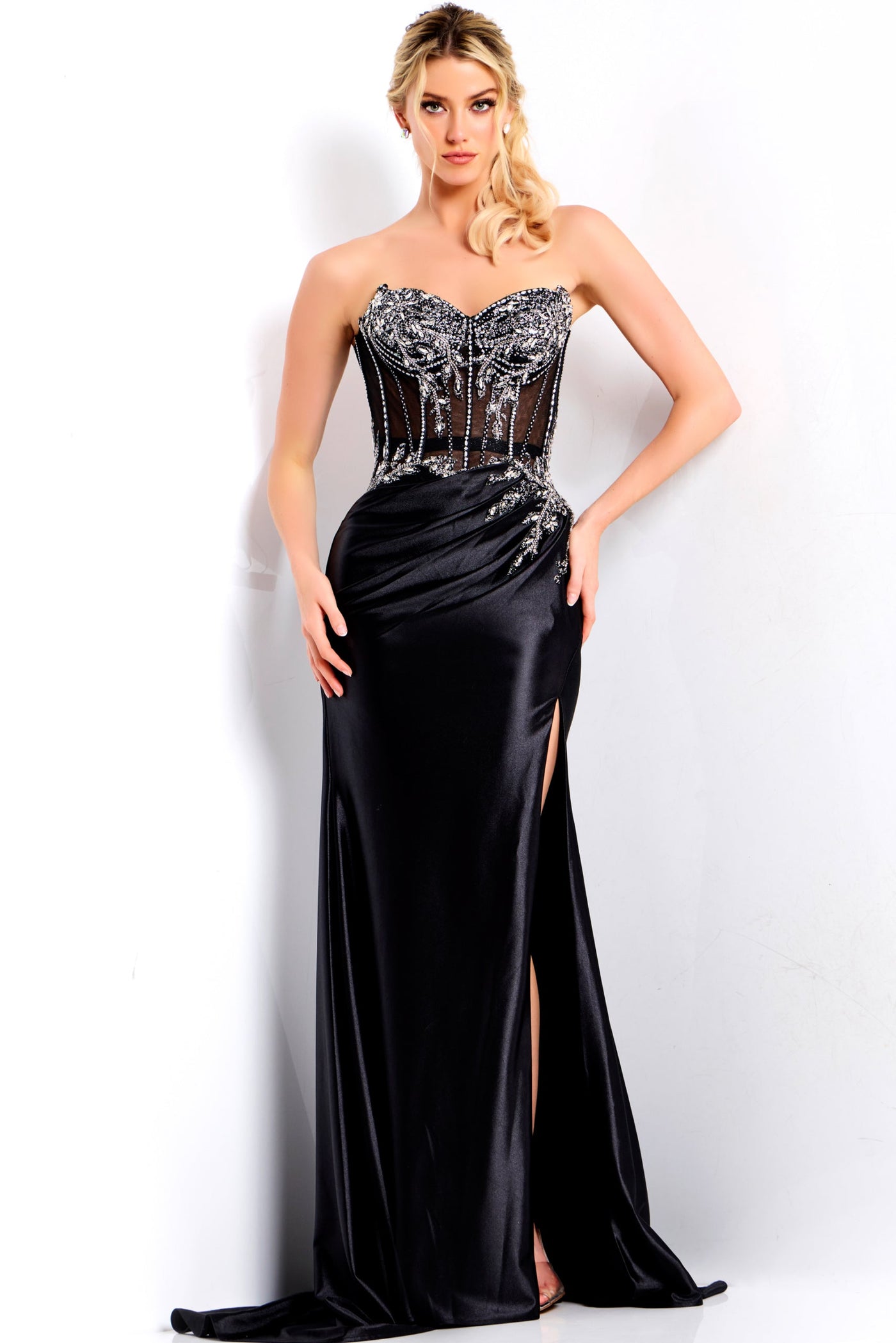 Jovani 49720 - Beaded Applique Sweetheart Prom Dress Prom Dresses in In Black