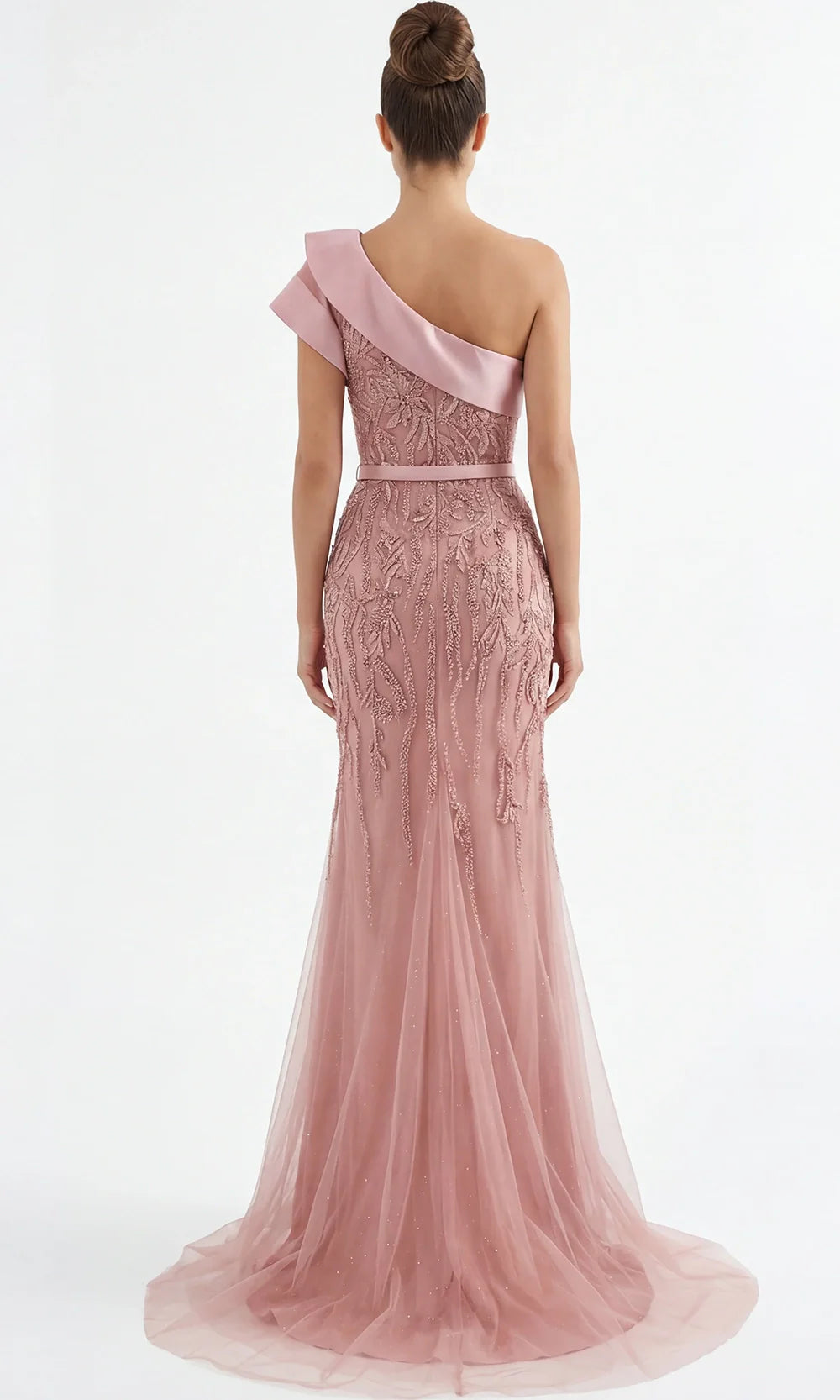 Jovani 49732 - Beaded Tulle Gown with Rosette Shoulder Prom Dresses  in Mauve  