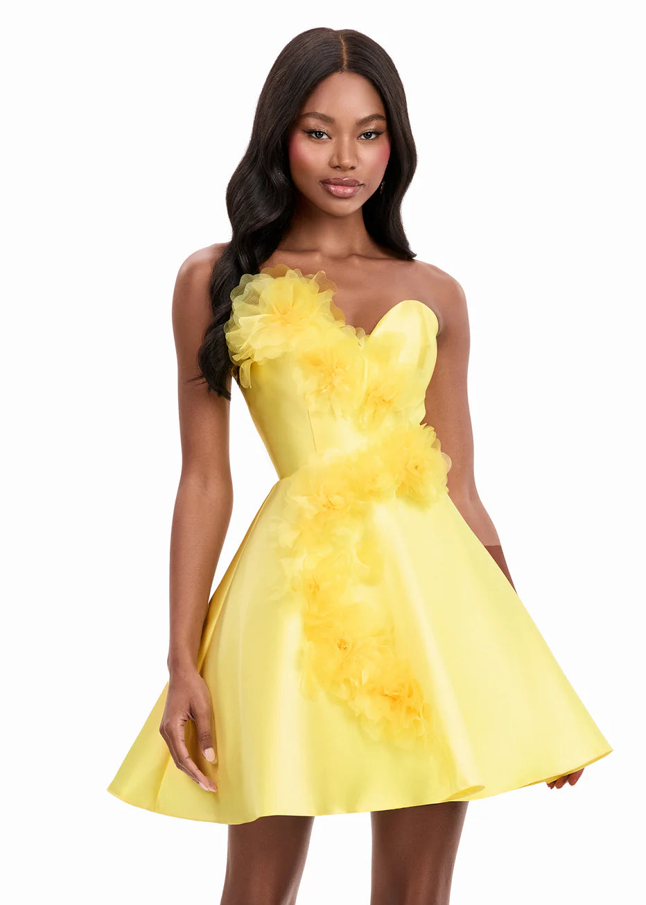 Ashley Lauren 4975 - 3D Floral Accent A-Line Cocktail Dress