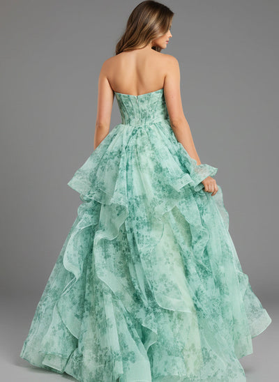 Jovani 49777 - Keyhole Front Floral A-Line Gown Prom Dresses in In Green