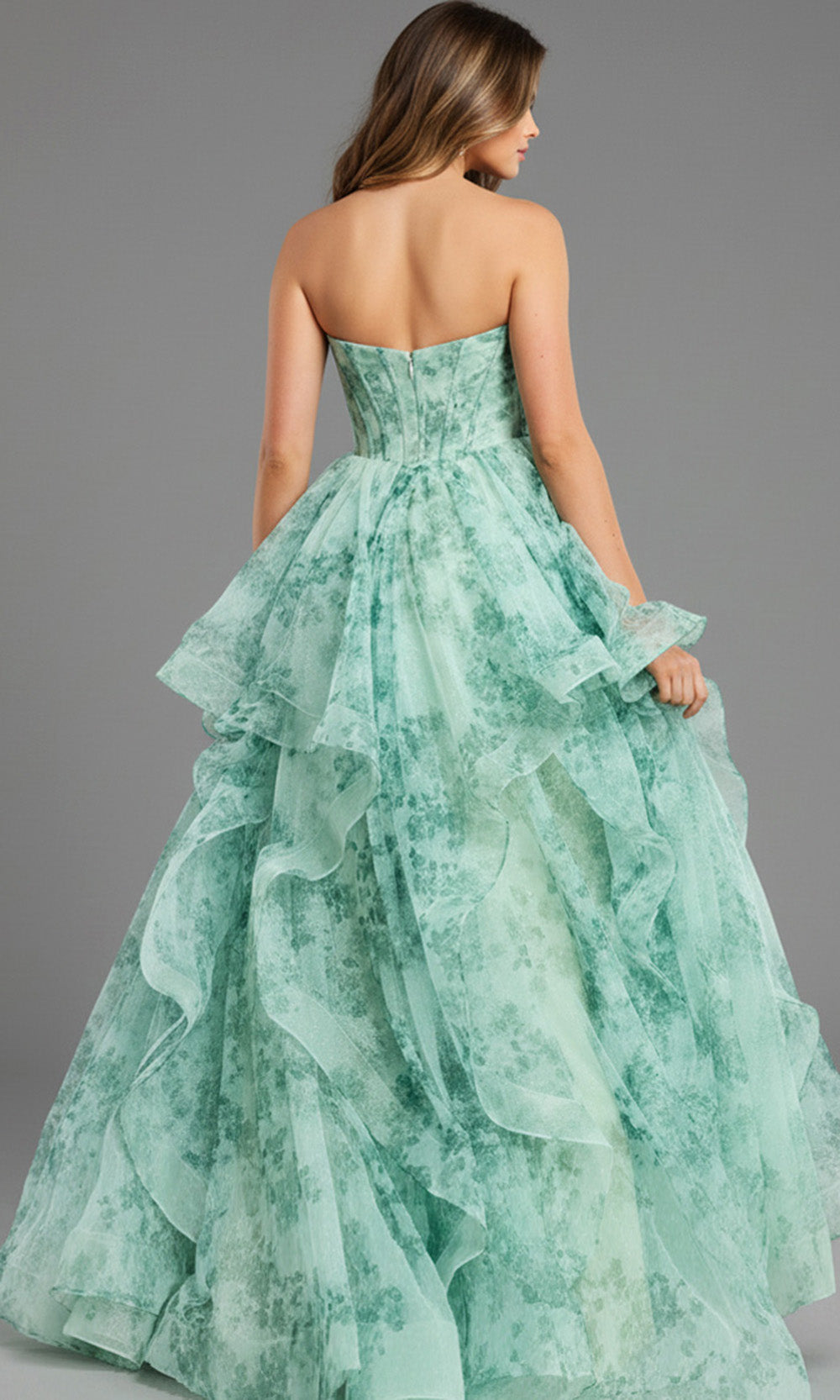 Jovani 49777 - Keyhole Front Floral A-Line Gown