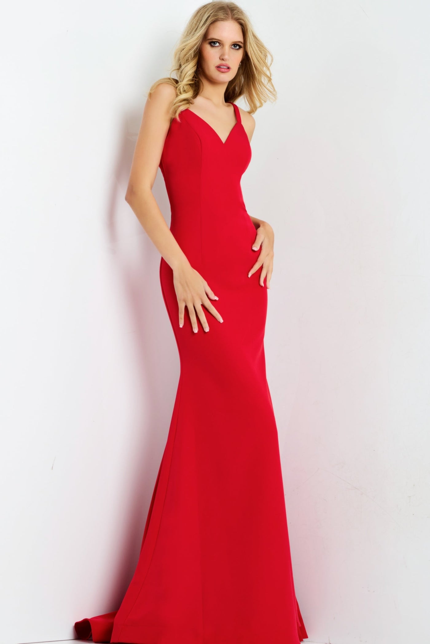 Jovani 49861 - Strappy Open Back Fitted Gown Prom Dresses in In Red
