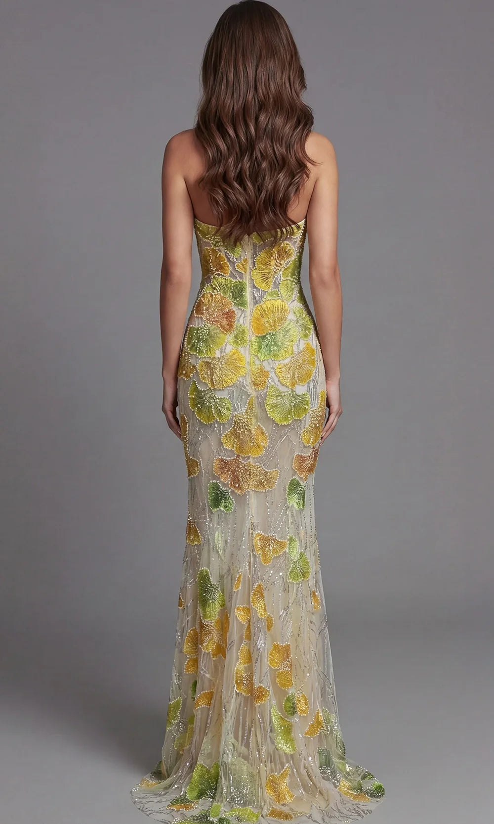 Jovani 49884 - Floral Embellished Corset Bodice Long Gown Prom Dresses  in Yellow Multi 