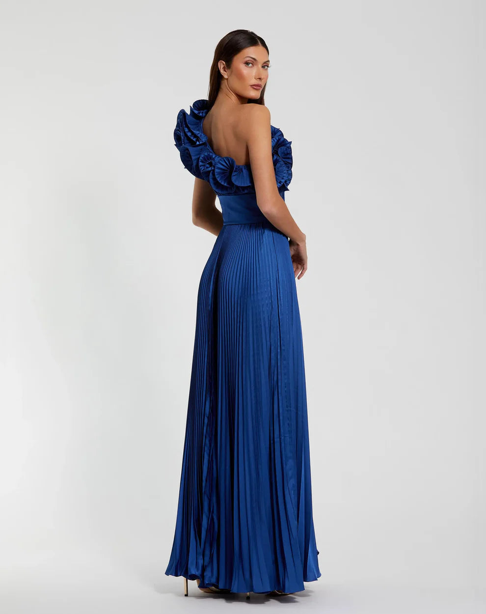 Ieena Duggal 49902 - Ruffle Neckline Pleated A-Line Gown