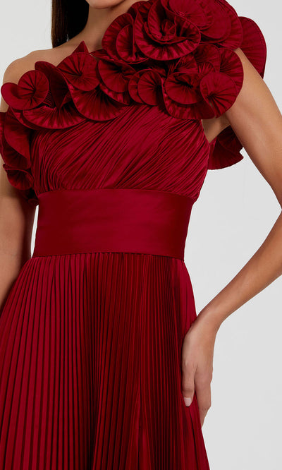 Ieena Duggal 49902 - Ruffle Neckline Pleated A-Line Gown Formal Gowns