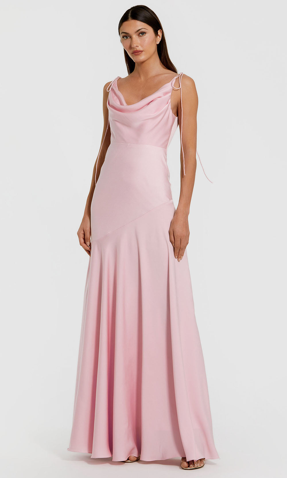 Mac Duggal 49914 - Tie Shoulder Strap A-Line Long Gown Formal Gowns in Pink