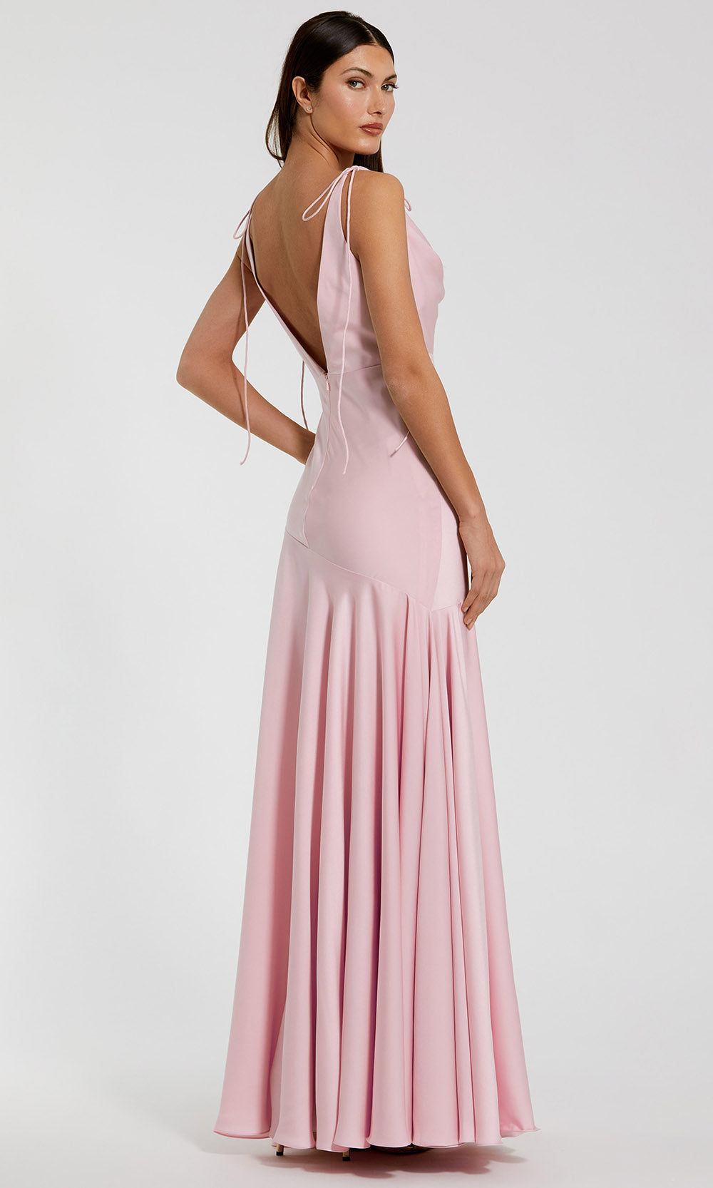 Mac Duggal 49914 - Tie Shoulder Strap A-Line Long Gown Formal Gowns in Pink