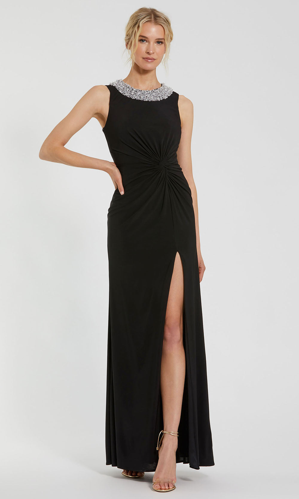 Ieena Duggal 49952 - Twist Front Sleeveless Jersey Gown Prom Dresses