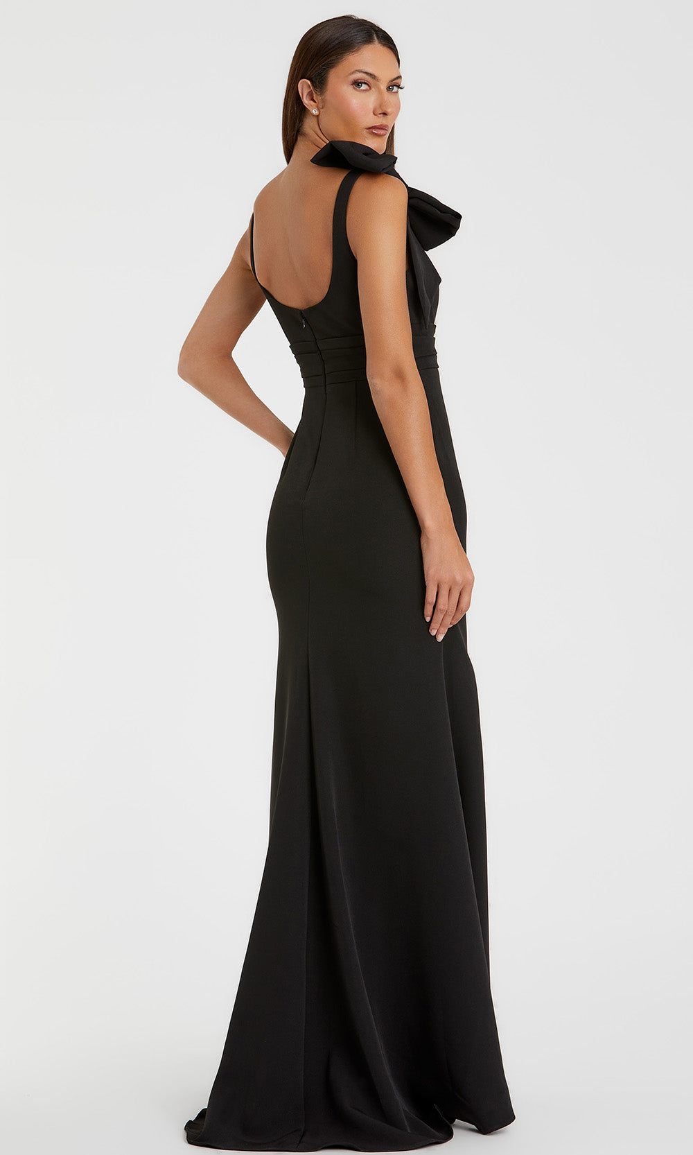 Mac Duggal 49964 - Pleated Waist Scoop Fitted Gown Prom Dresses in Black