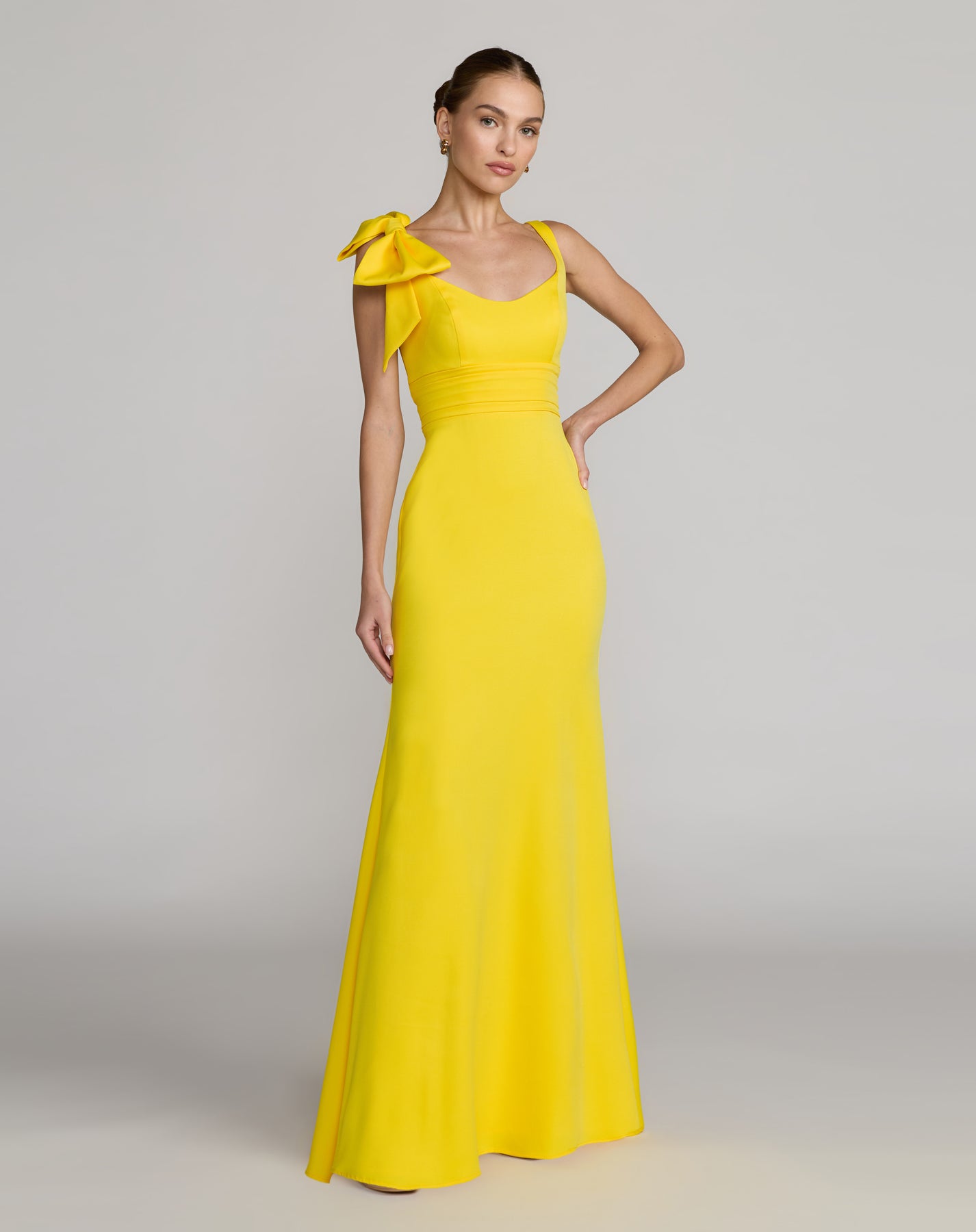 Mac Duggal 49964 - Pleated Waist Scoop Fitted Gown