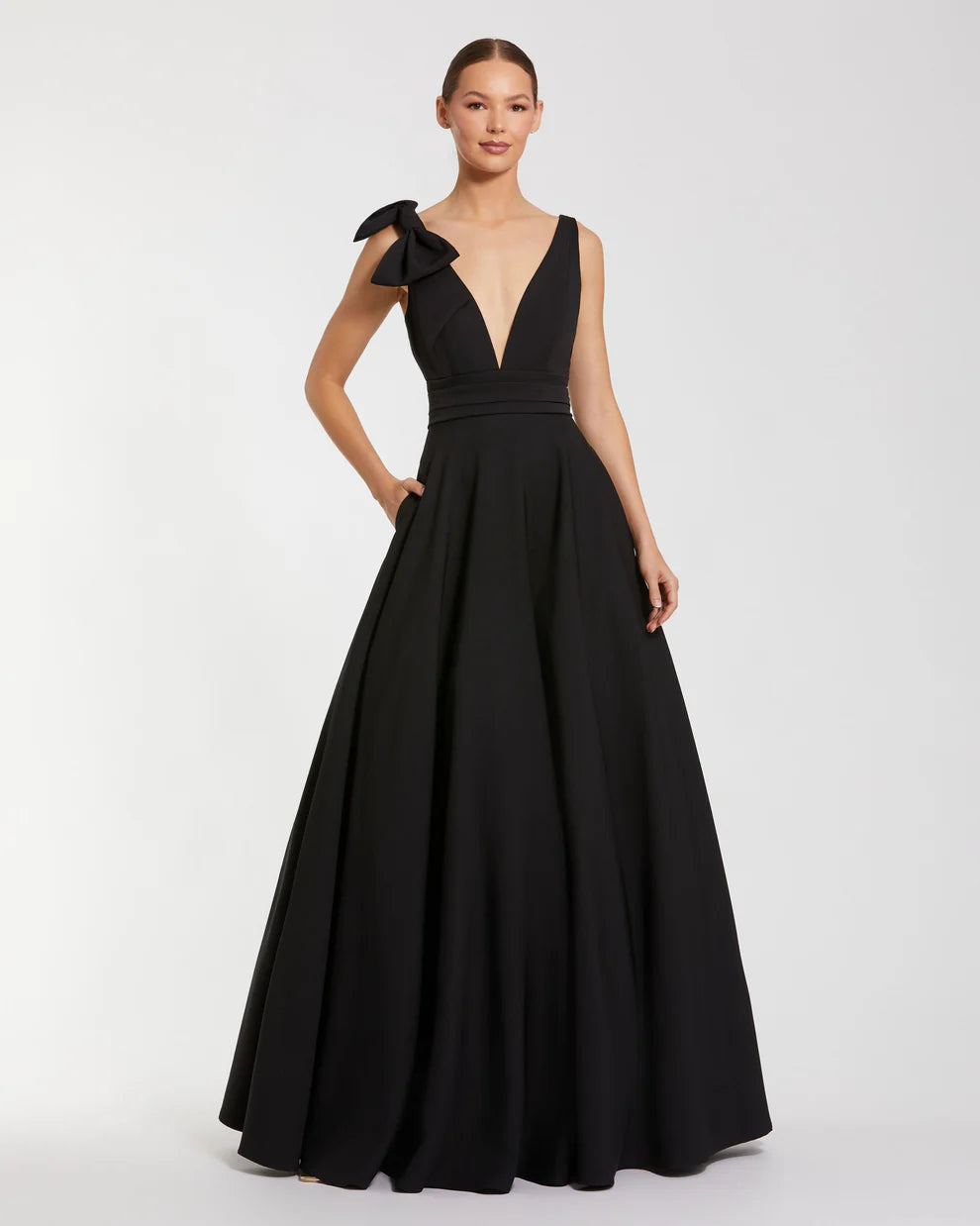 Mac Duggal 49972 - Elegant Satin Gown with Pockets