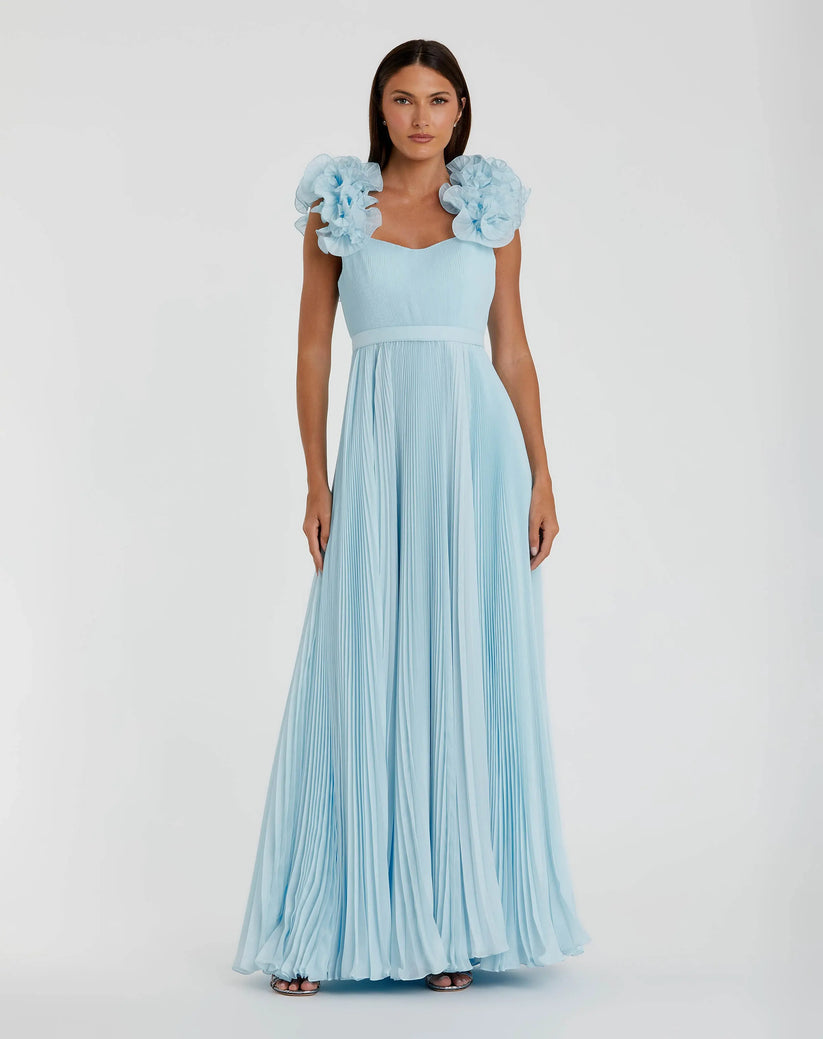 Ieena Duggal 49979 - Ruffle Strap A-Line Evening Dress Formal Gowns in Blue