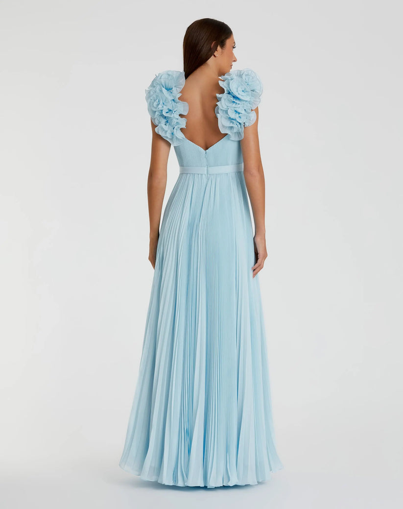Ieena Duggal 49979 - Ruffle Strap A-Line Evening Dress Formal Gowns in Blue