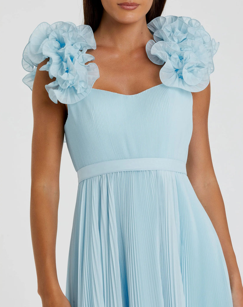 Ieena Duggal 49979 - Ruffle Strap A-Line Evening Dress Formal Gowns in Blue