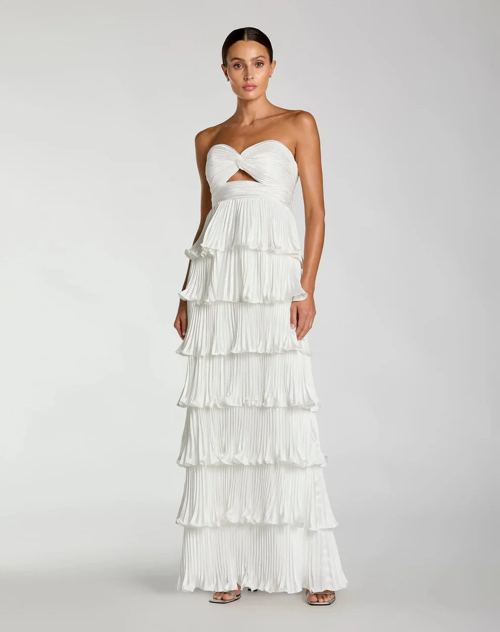 Ieena Duggal 49981 - Sweetheart Tiered Pleated Long Dress