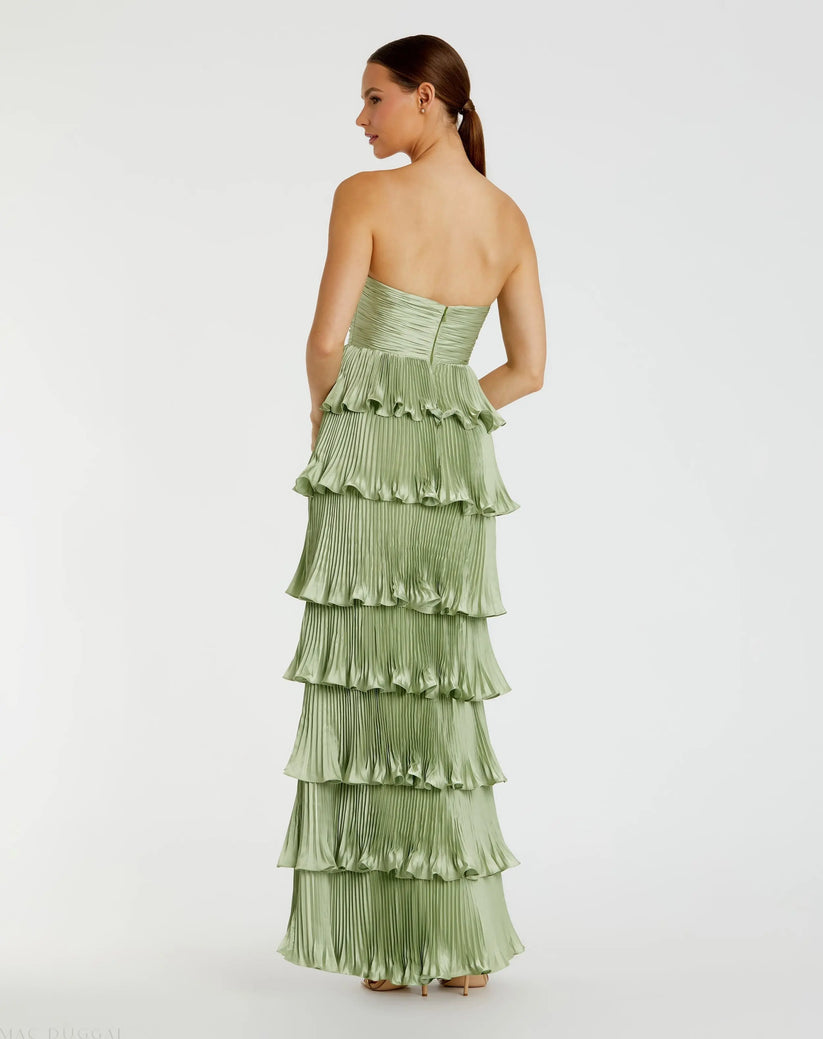 Ieena Duggal 49981 - Sweetheart Tiered Pleated Long Dress Prom Dresses in Green
