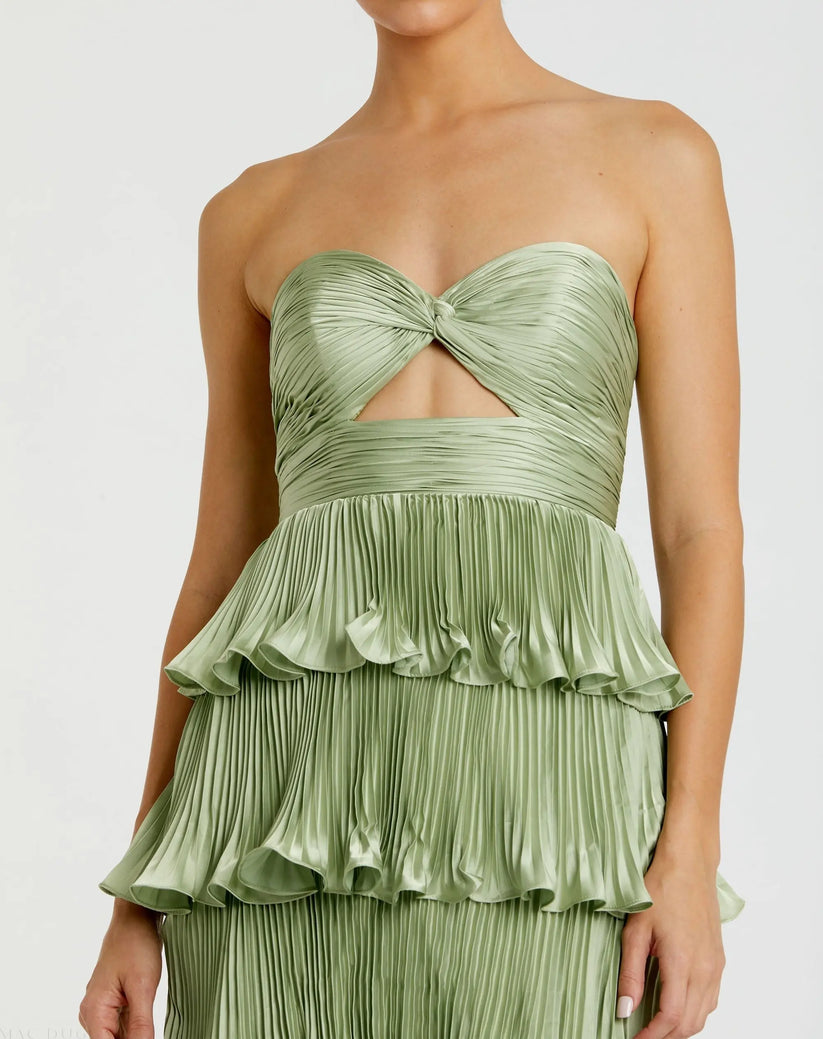 Ieena Duggal 49981 - Sweetheart Tiered Pleated Long Dress Prom Dresses in Green