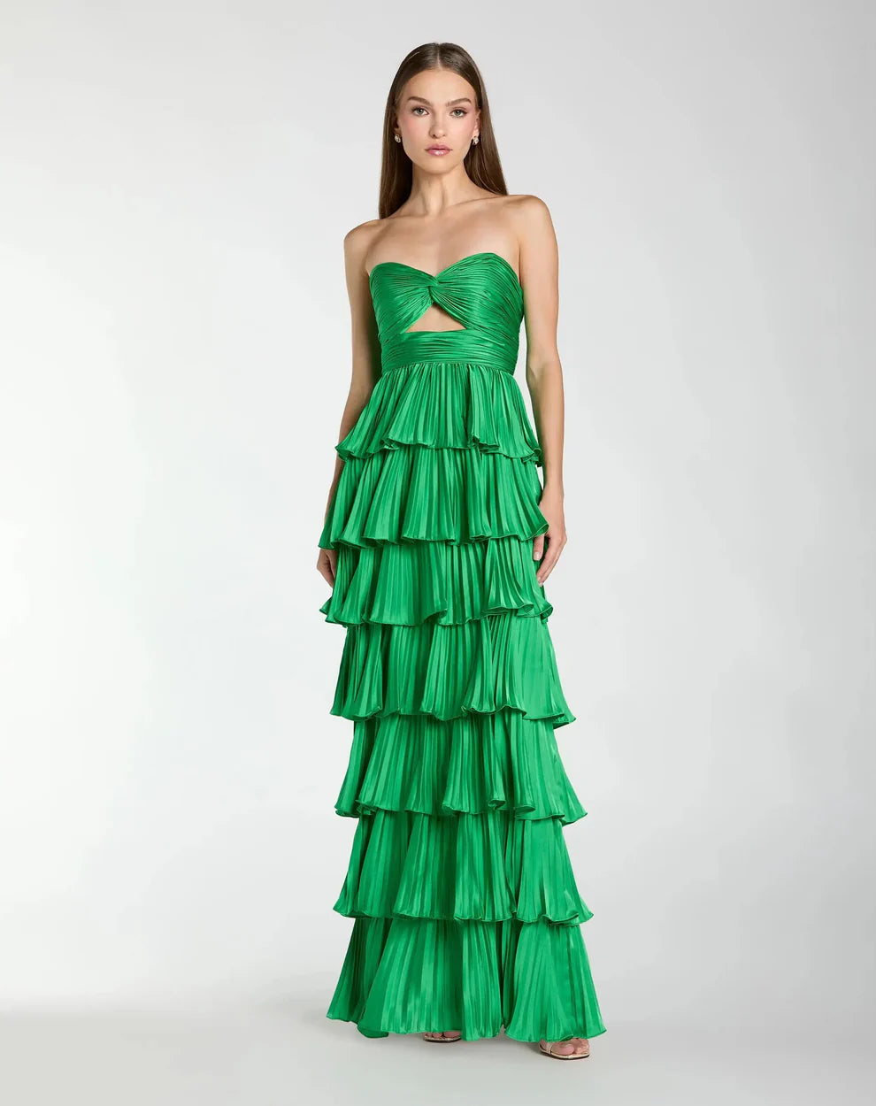 Ieena Duggal 49981 - Sweetheart Tiered Pleated Long Dress