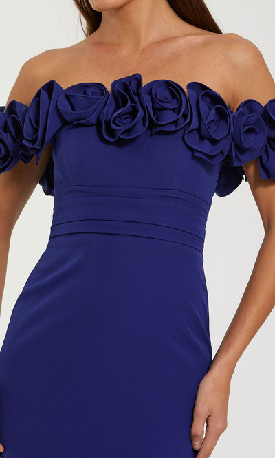 Ieena Duggal 50044 - Off Shoulder Fitted Gown with Floral Appliques Prom Dresses