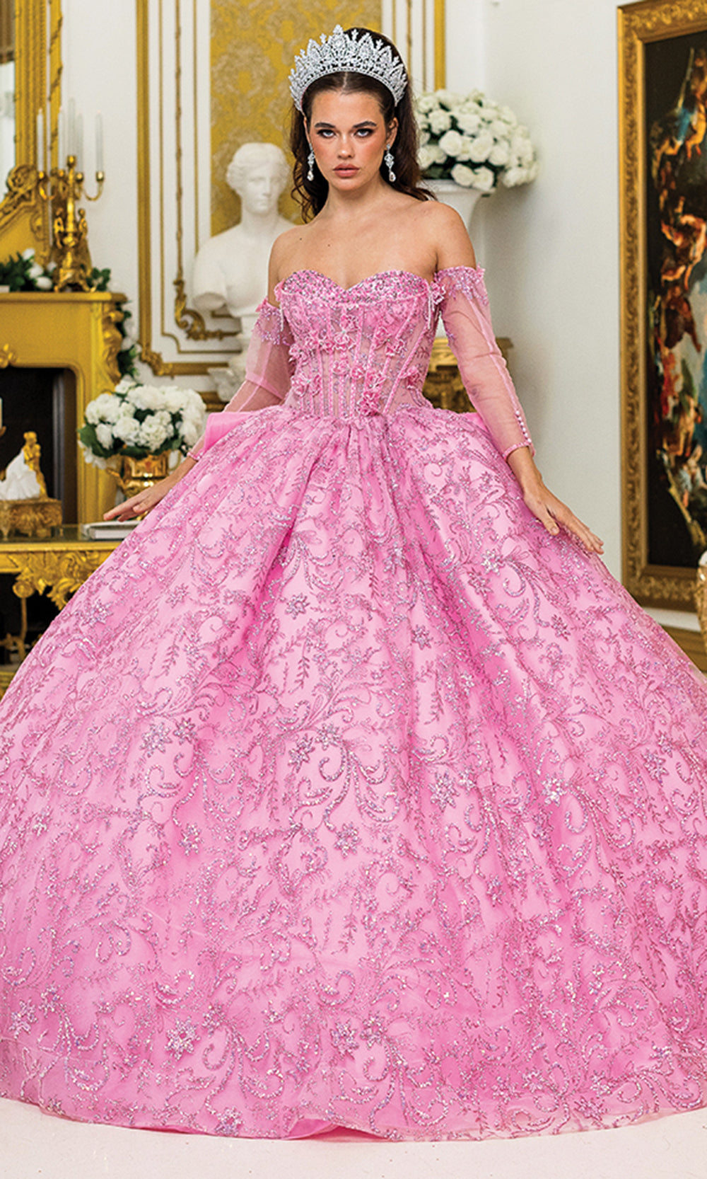 Dancing Queen 5004 - Embroidered Lace Princess Ballgown Quinceanera Dresses