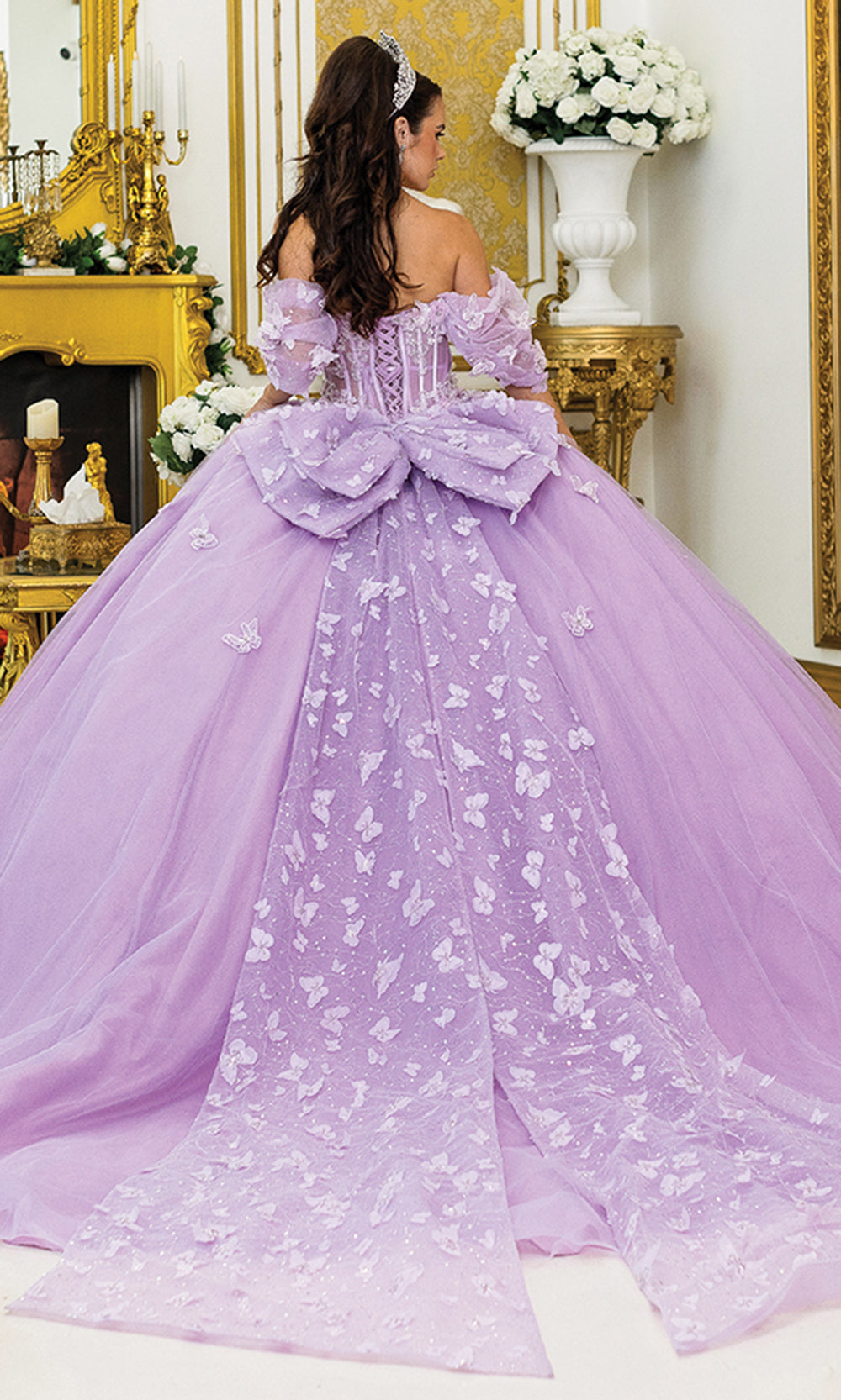 Dancing Queen 5008 - Long Floral 3D Appliques, Tulle Ballgown Dress