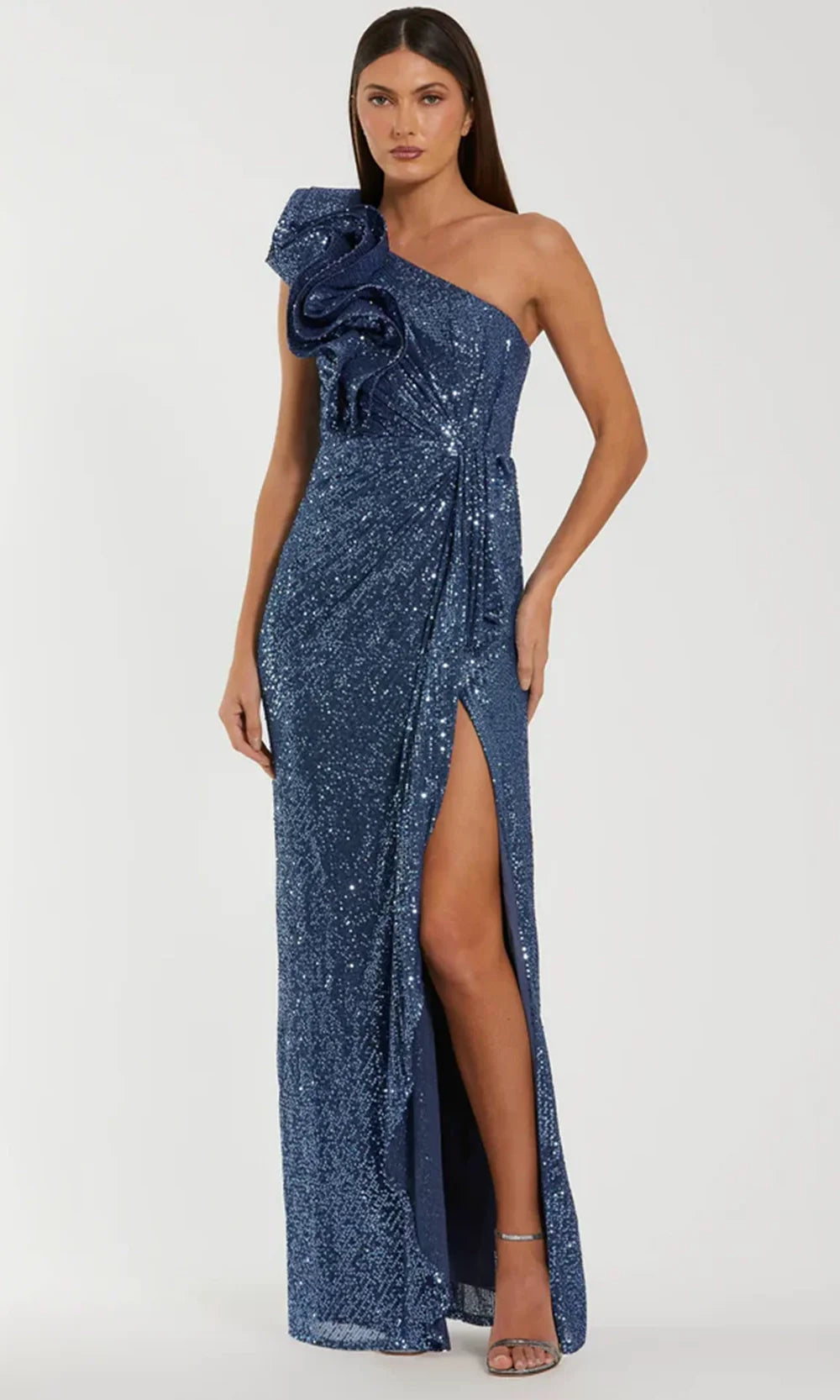 Ieena Duggal 50093 - Ruffle Accent Asymmetric Evening Gown Formal Gowns