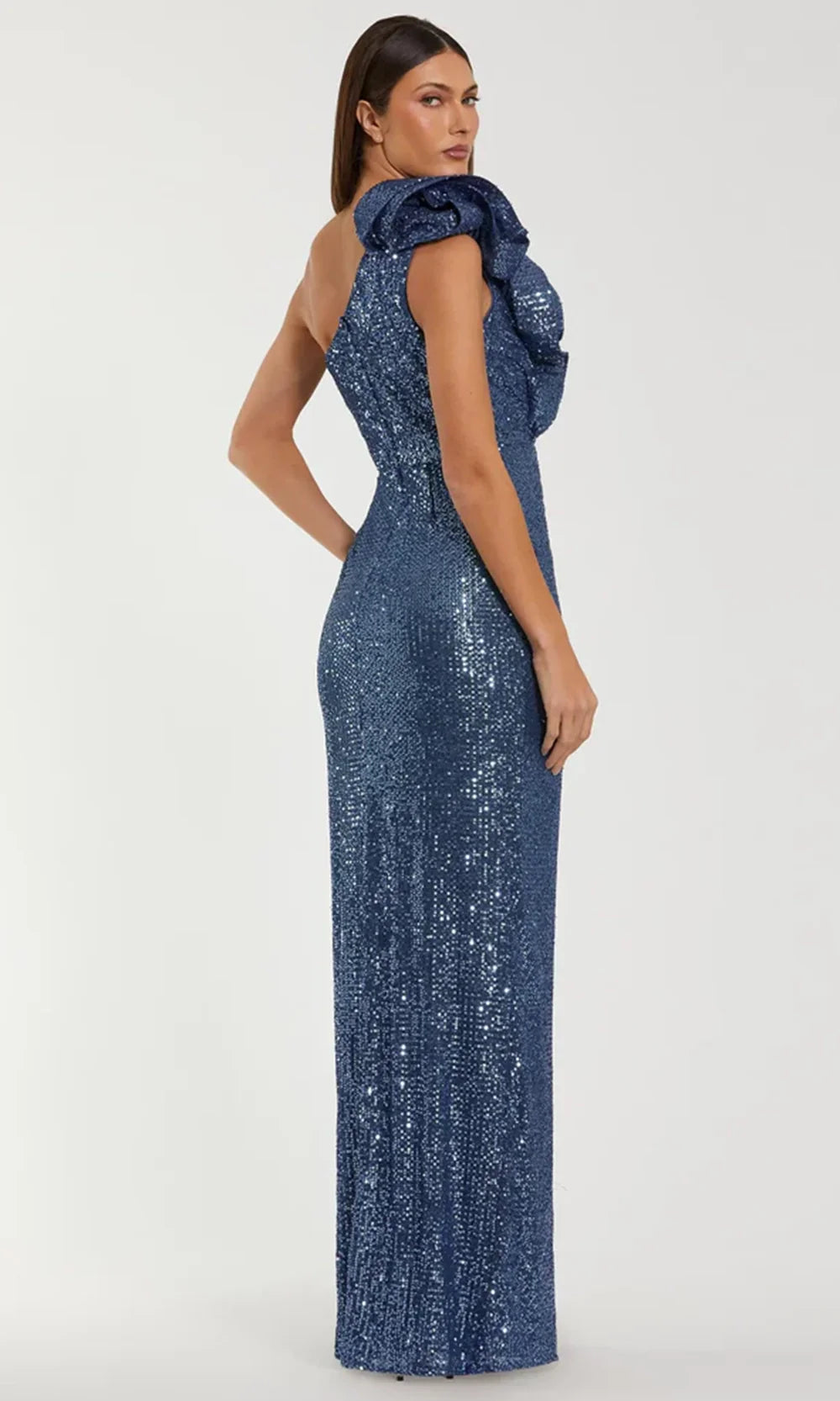 Ieena Duggal 50093 - Ruffle Accent Asymmetric Evening Gown Formal Gowns