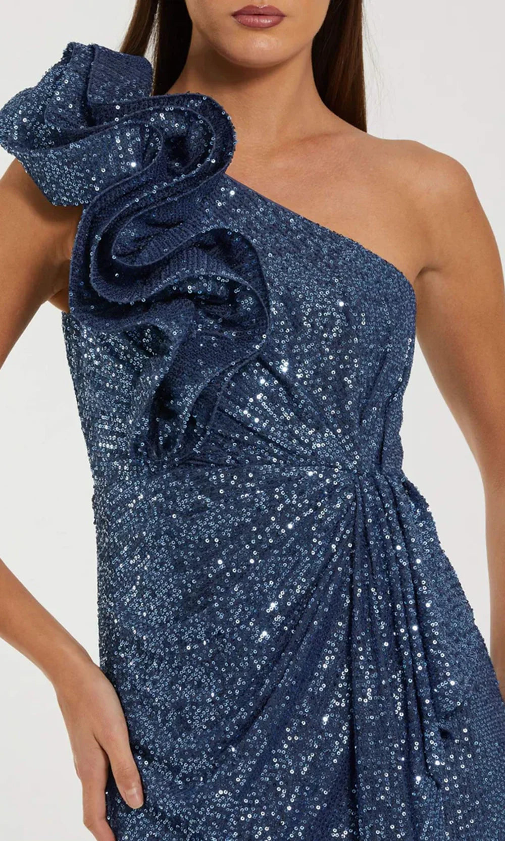 Ieena Duggal 50093 - Ruffle Accent Asymmetric Evening Gown Formal Gowns