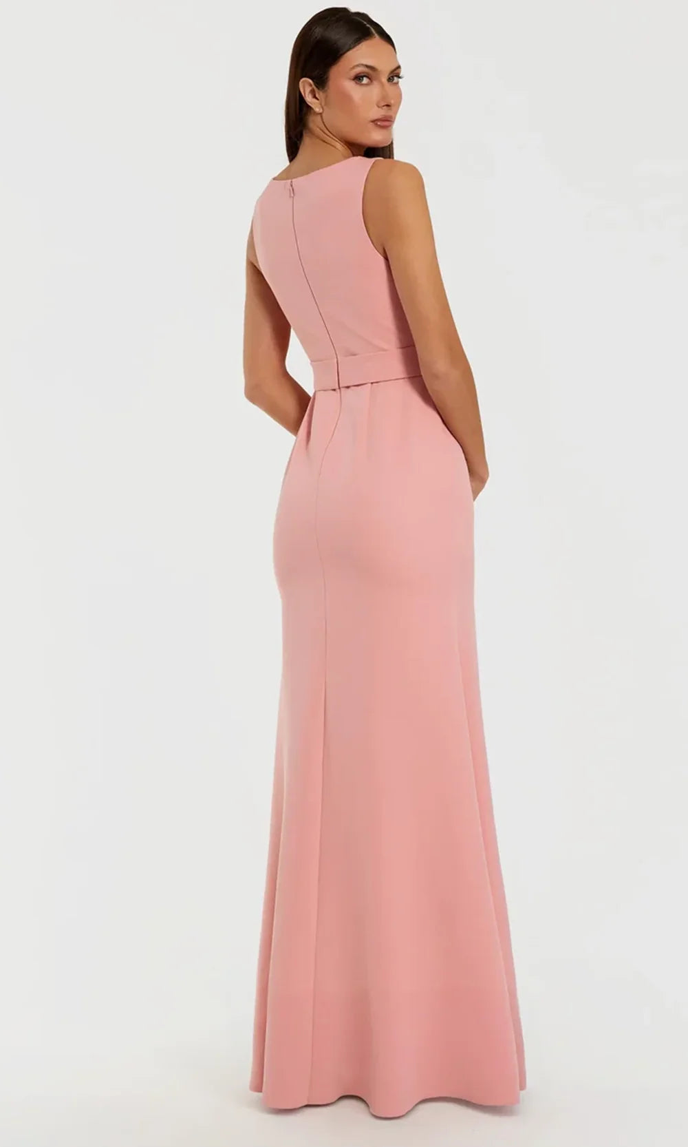 Ieena Duggal 50097 - Floral Accent Crepe Bateau Neckline Gown In Pink