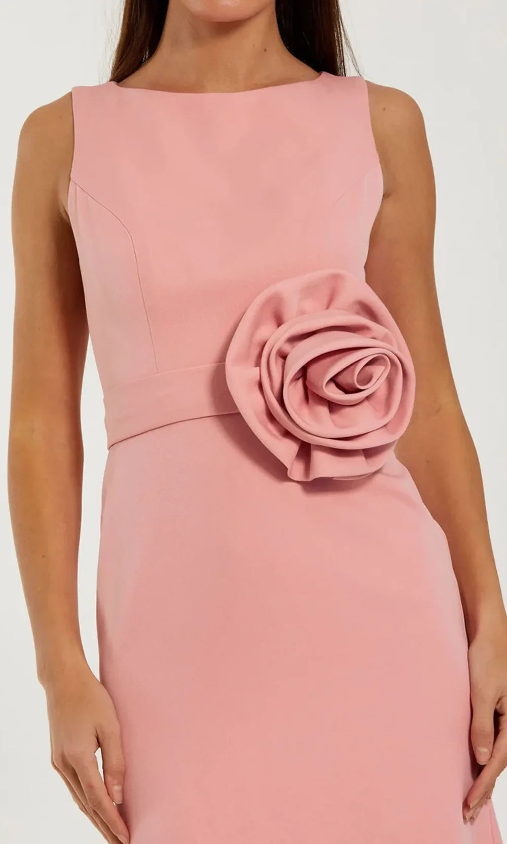 Ieena Duggal 50097 - Floral Accent Crepe Bateau Neckline Gown In Pink
