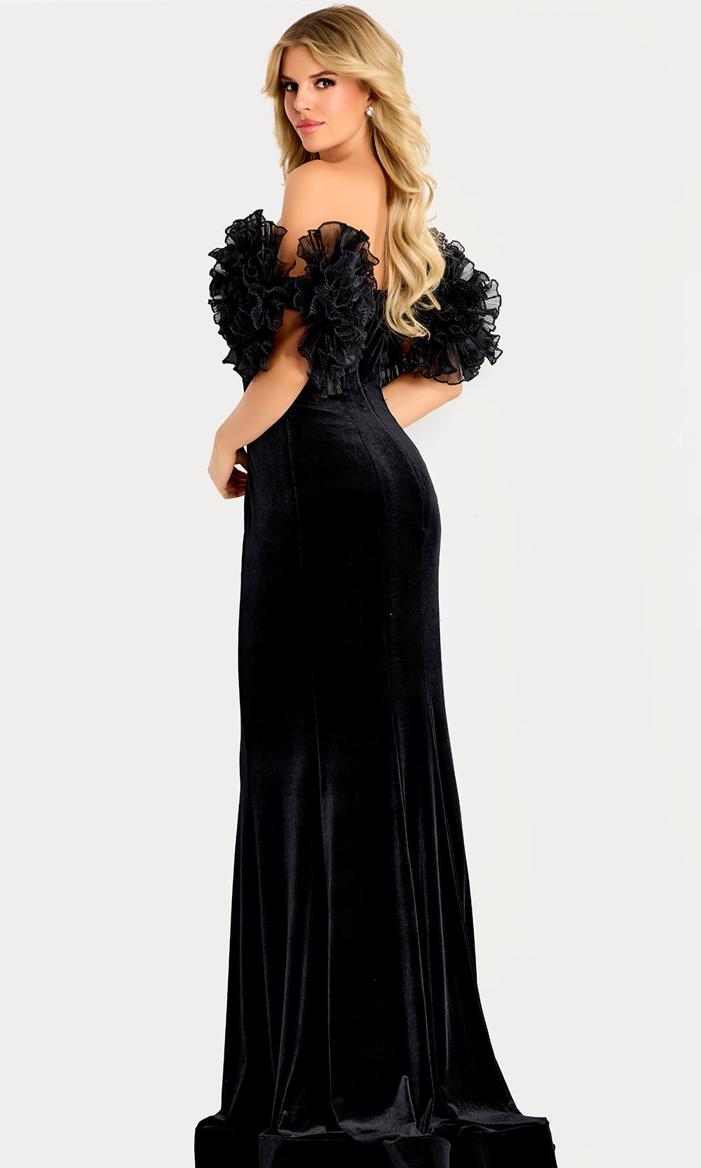 Jovani 50216 - Off Shoulder Ruffle Sleeve Fitted Gown