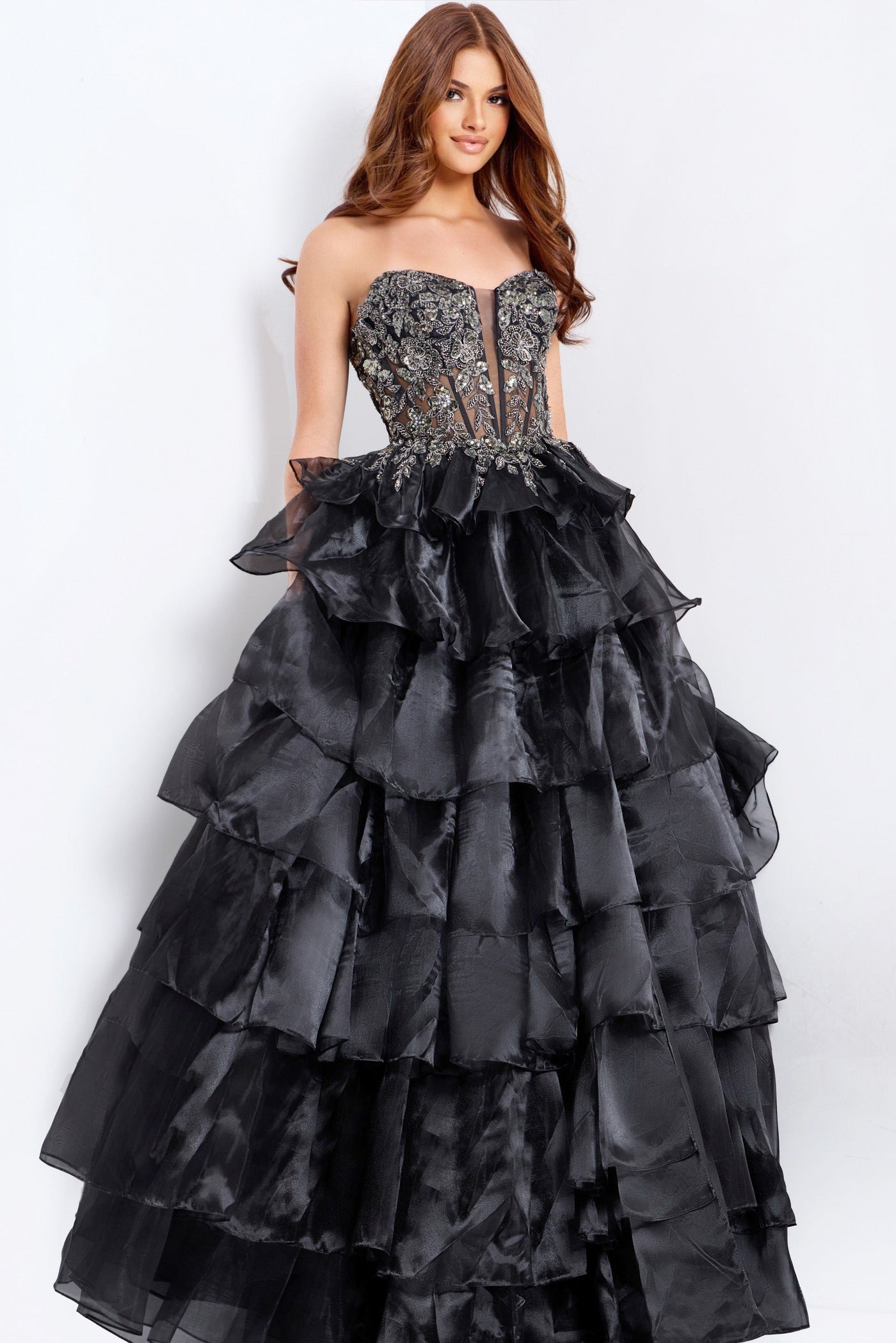 Jovani 50259 - Sweetheart Embellished Gown with Ruffles Prom Dresses in In Black