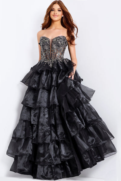 Jovani 50259 - Sweetheart Embellished Gown with Ruffles Prom Dresses in In Black