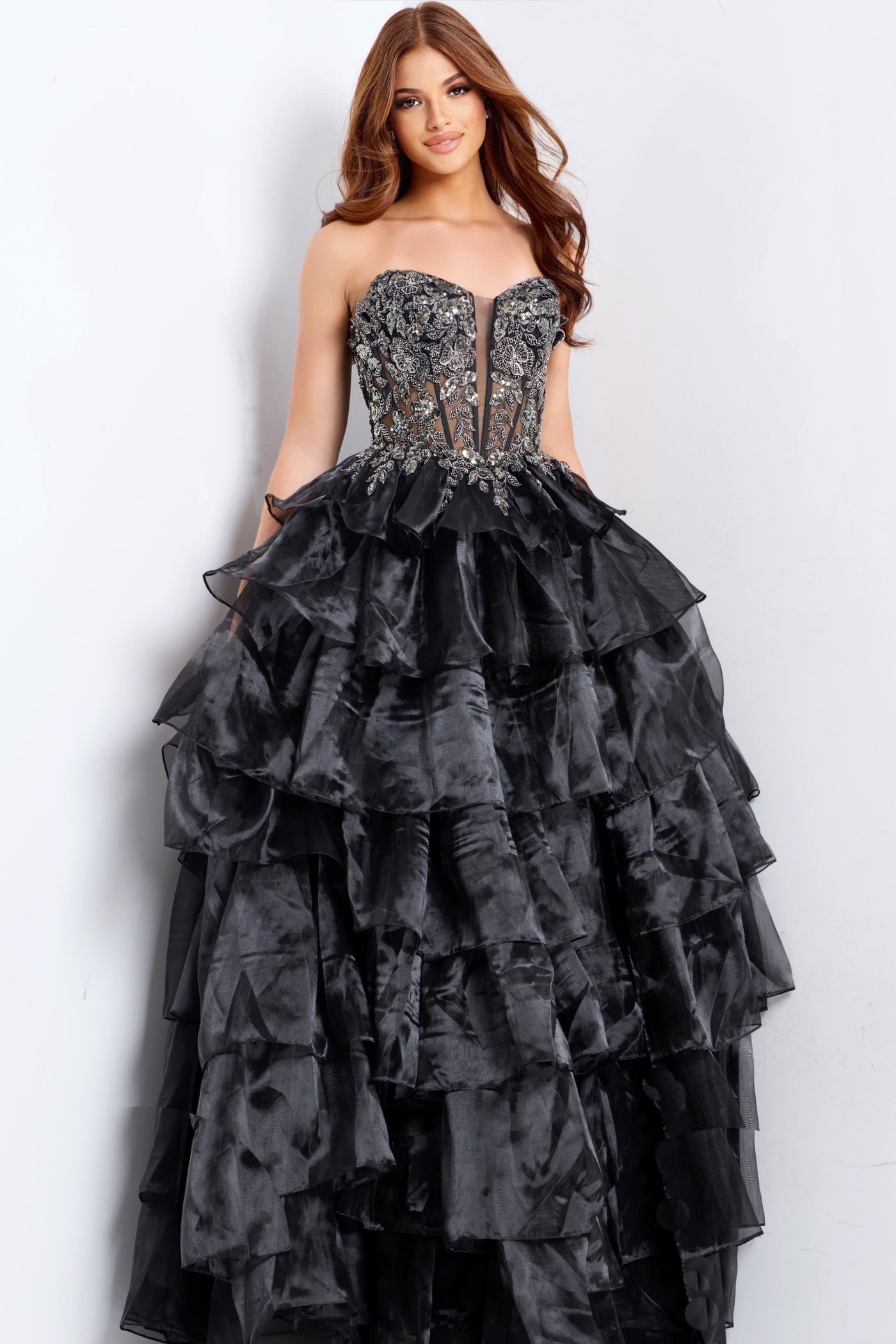 Jovani 50259 - Sweetheart Embellished Gown with Ruffles Prom Dresses in In Black