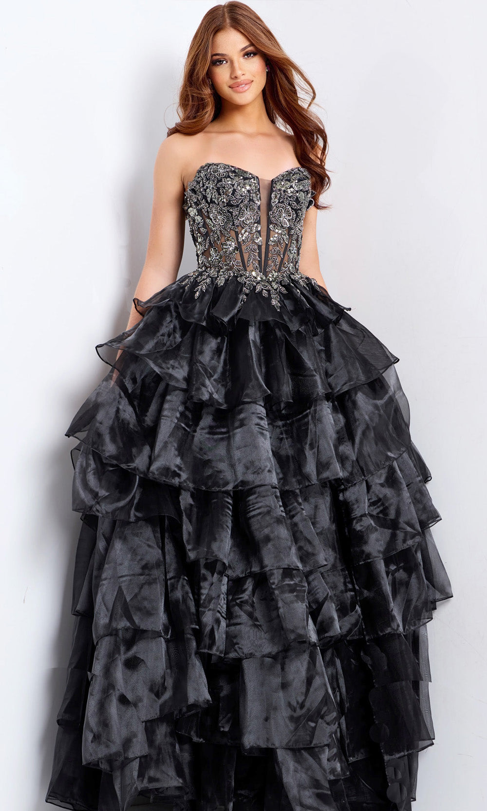 Jovani 50259 - Sweetheart Embellished Gown with Ruffles