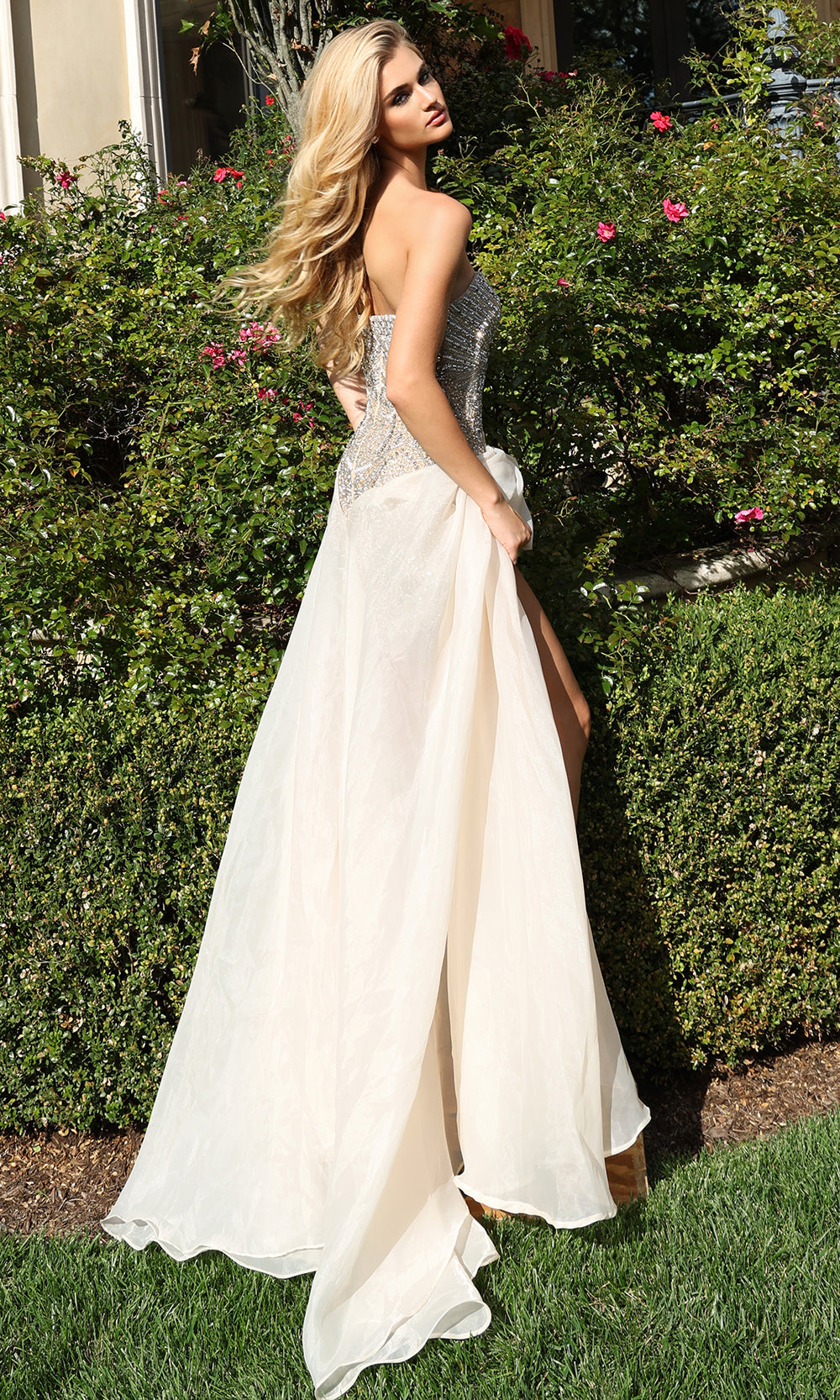 Jovani 50260 - Detachable Overskirt Beaded Strapless Dress