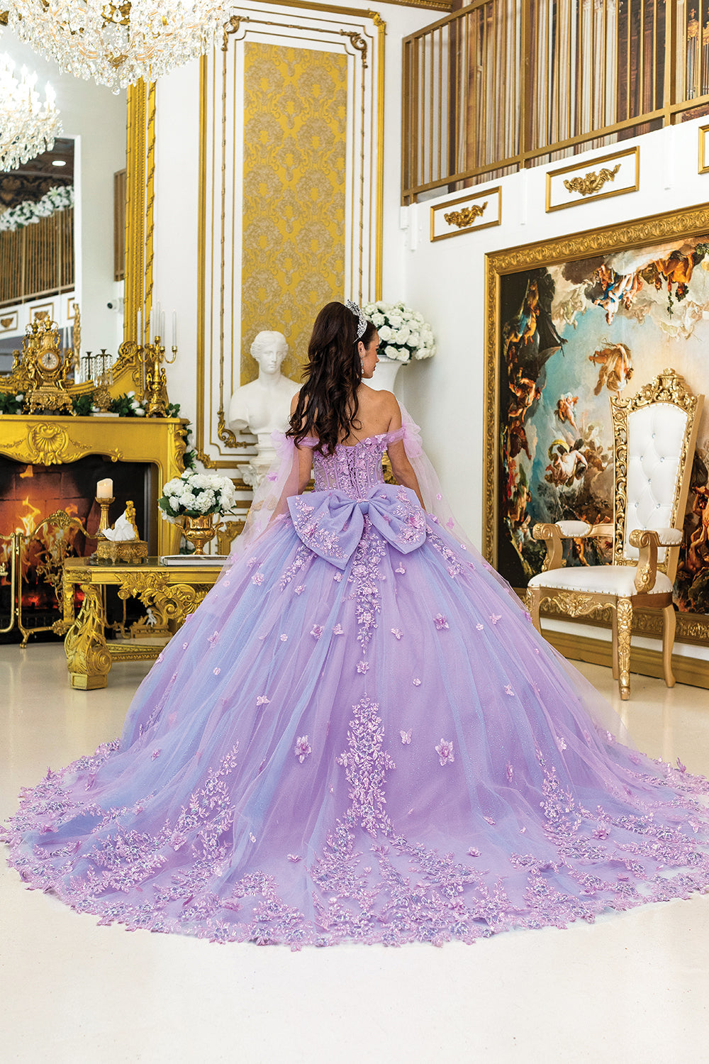 Dancing Queen 5029 - Floral Appliques Tulle Ballgown In Purple