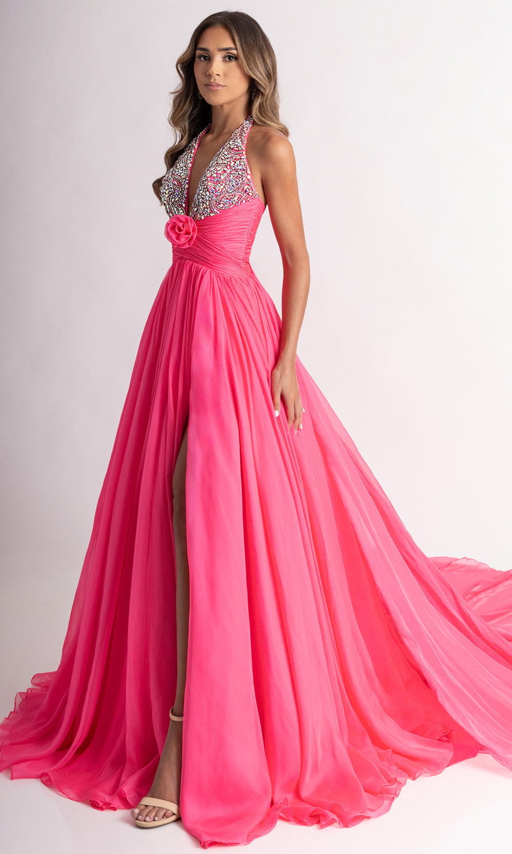 Rachel Allan 50392 - Beaded Bodice Sleeveless A-Line Gown Formal Gowns in Pink