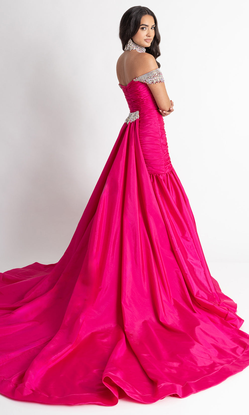 Rachel Allan 50396 - Ruched Bodice Beaded Sleeve Prom Gown Prom Dresses in Pink