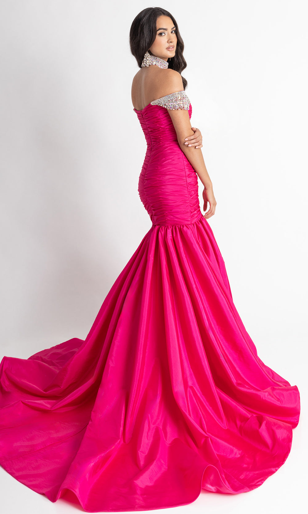 Rachel Allan 50396 - Ruched Bodice Beaded Sleeve Prom Gown Prom Dresses in Pink