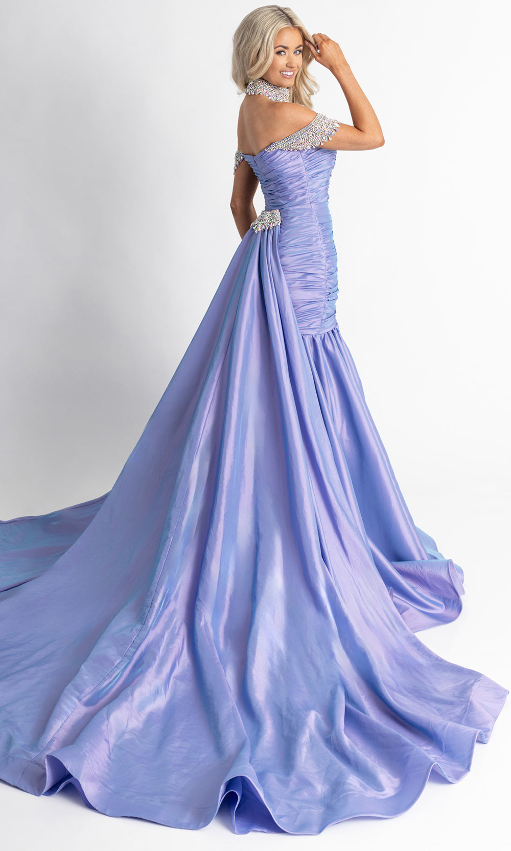 Rachel Allan 50396 - Ruched Bodice Beaded Sleeve Prom Gown Prom Dresses in Lilac