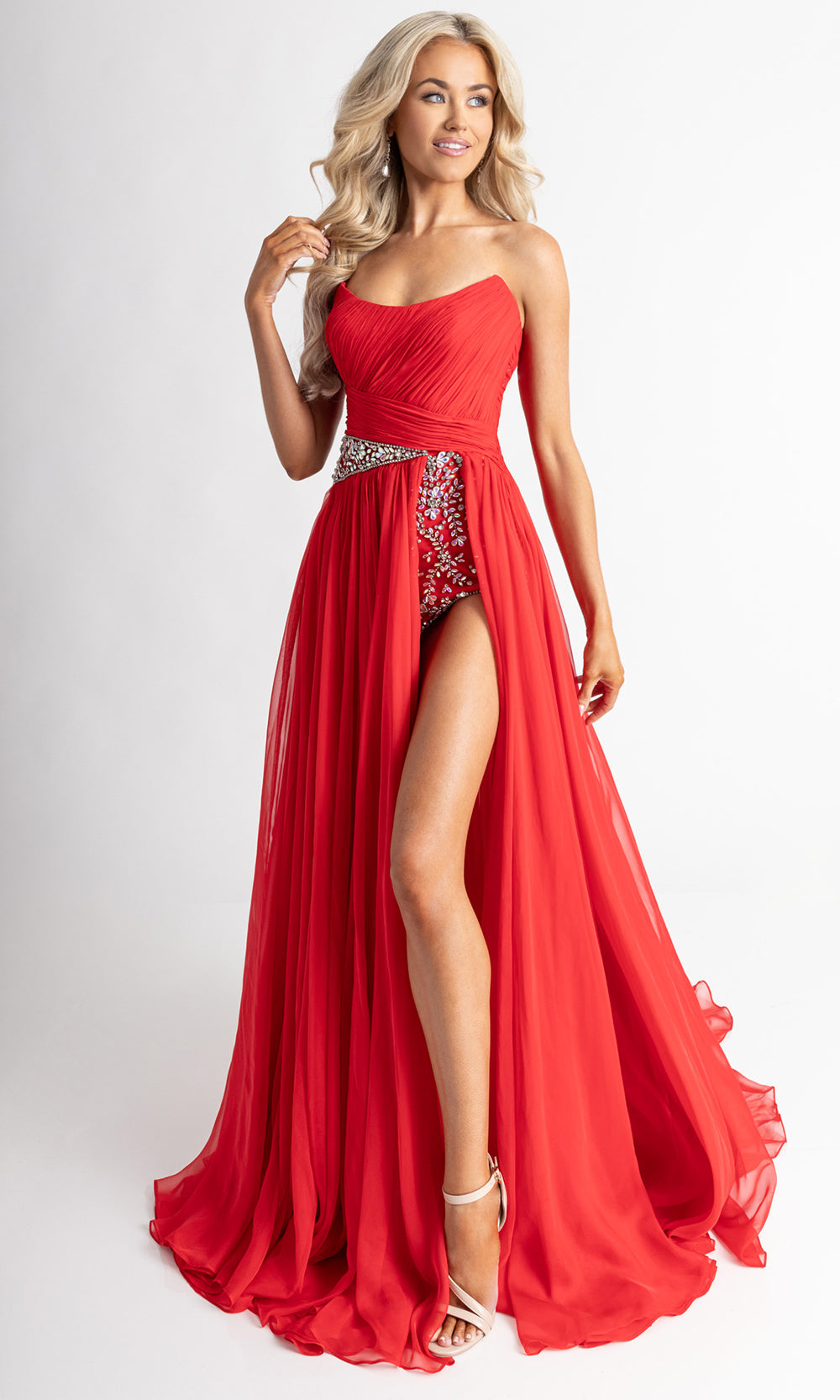 Rachel Allan 50399 - Chiffon Scoop Neck Evening Dress