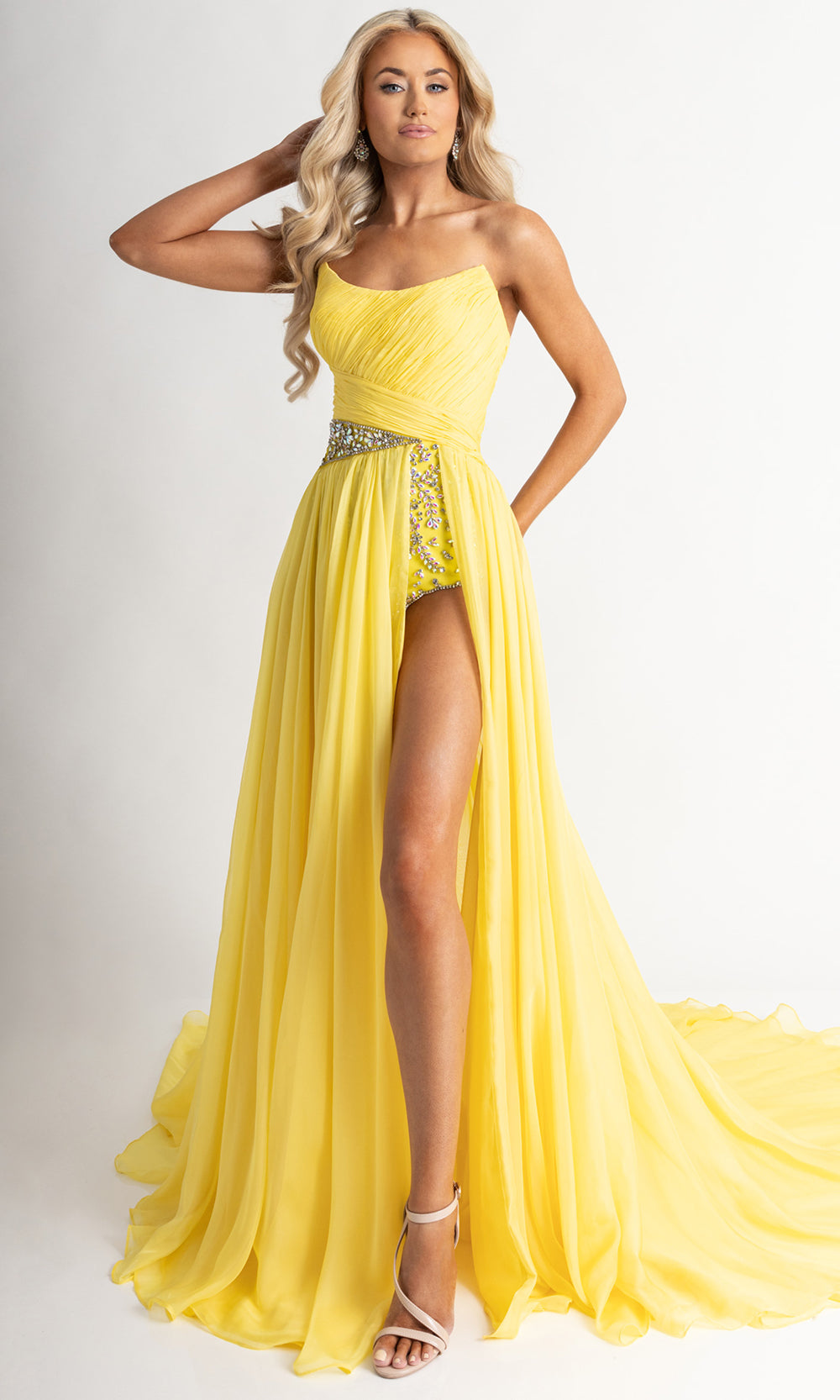 Rachel Allan 50399 - Chiffon Scoop Neck Evening Dress