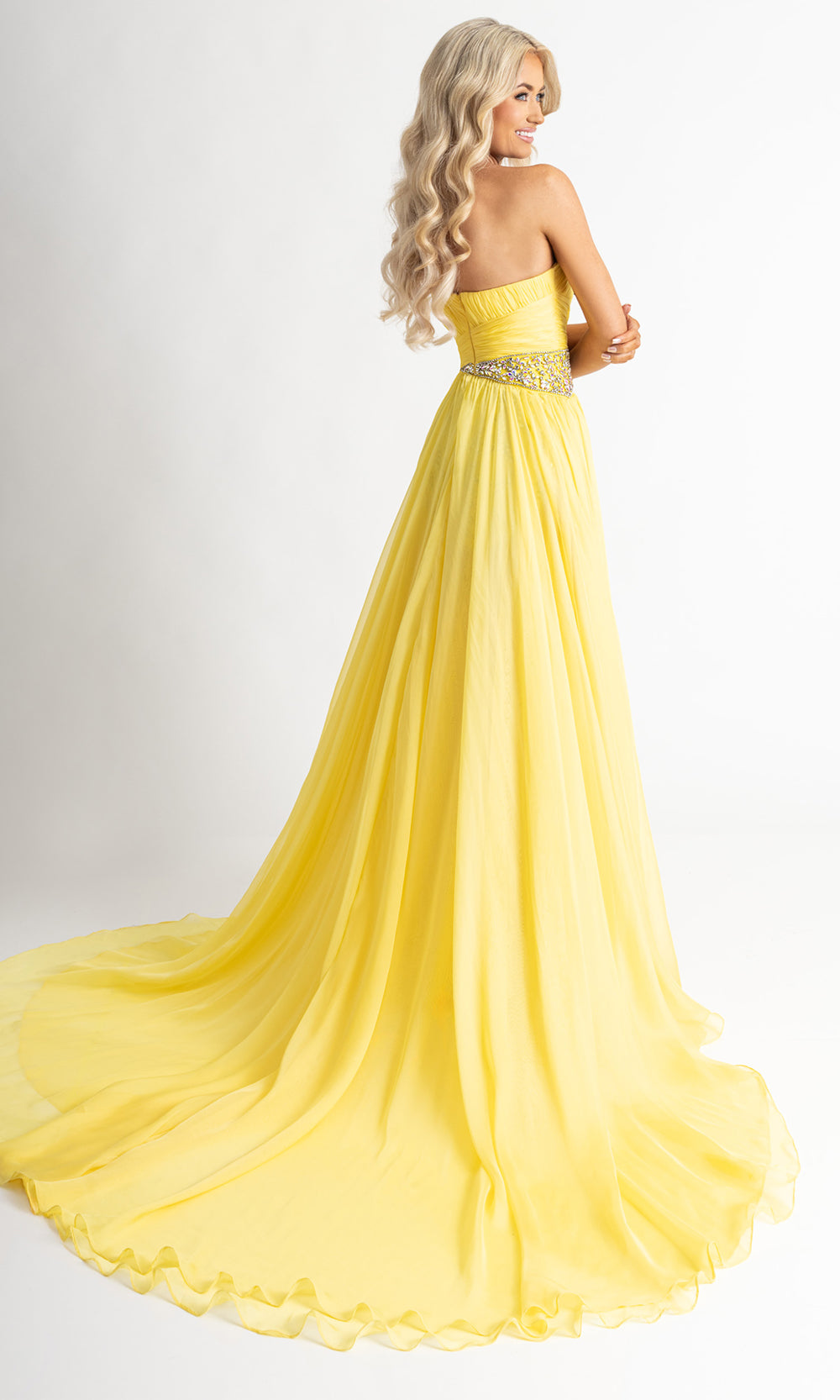 Rachel Allan 50399 - Strapless Ruched A-Line Gown with Slit Prom Dresses
