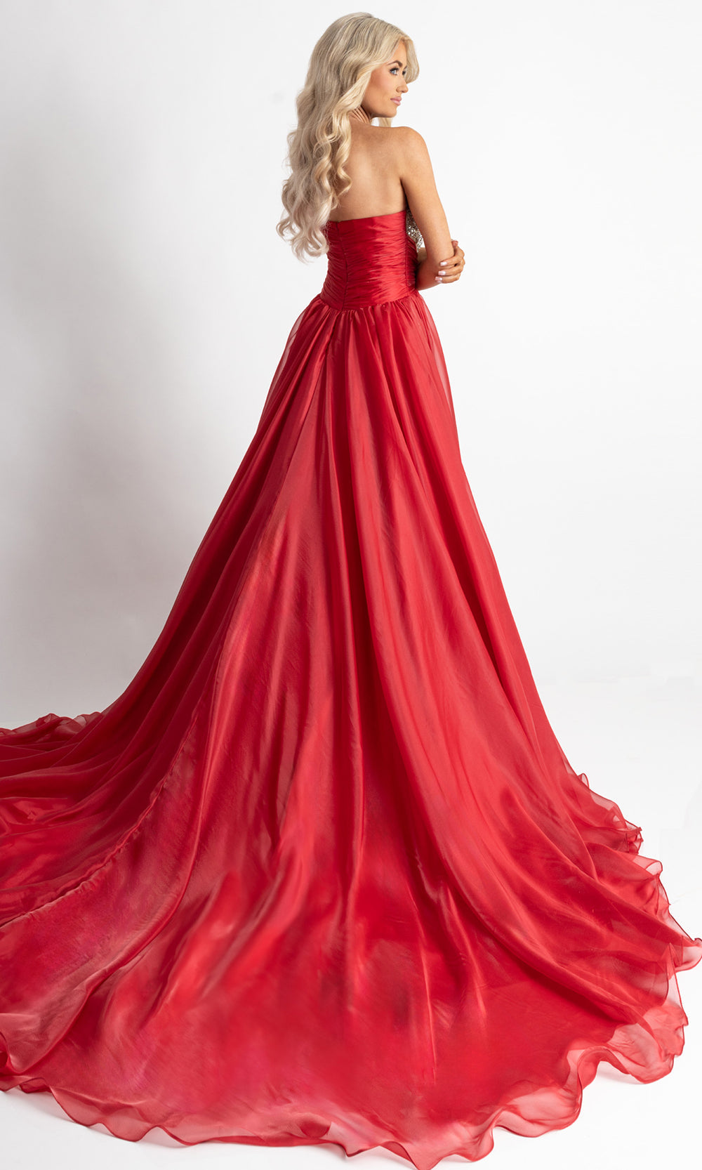 Rachel Allan 50405 - Sweetheart Bodice Embellished Gown with Slit Formal Gowns in Red
