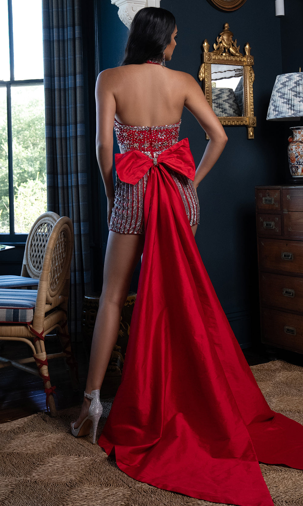 Rachel Allan 50407 - Taffeta Overskirt Embellished Romper Party Dresses in Red
