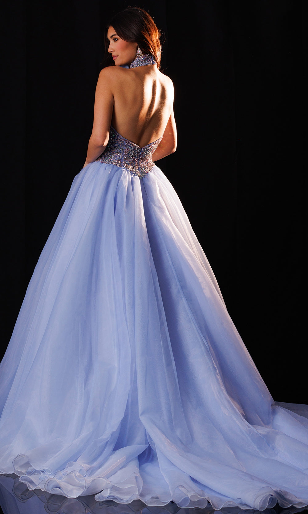 Rachel Allan 50420 - Open Back Embellished Organza Ballgown Ball Gowns in Blue    