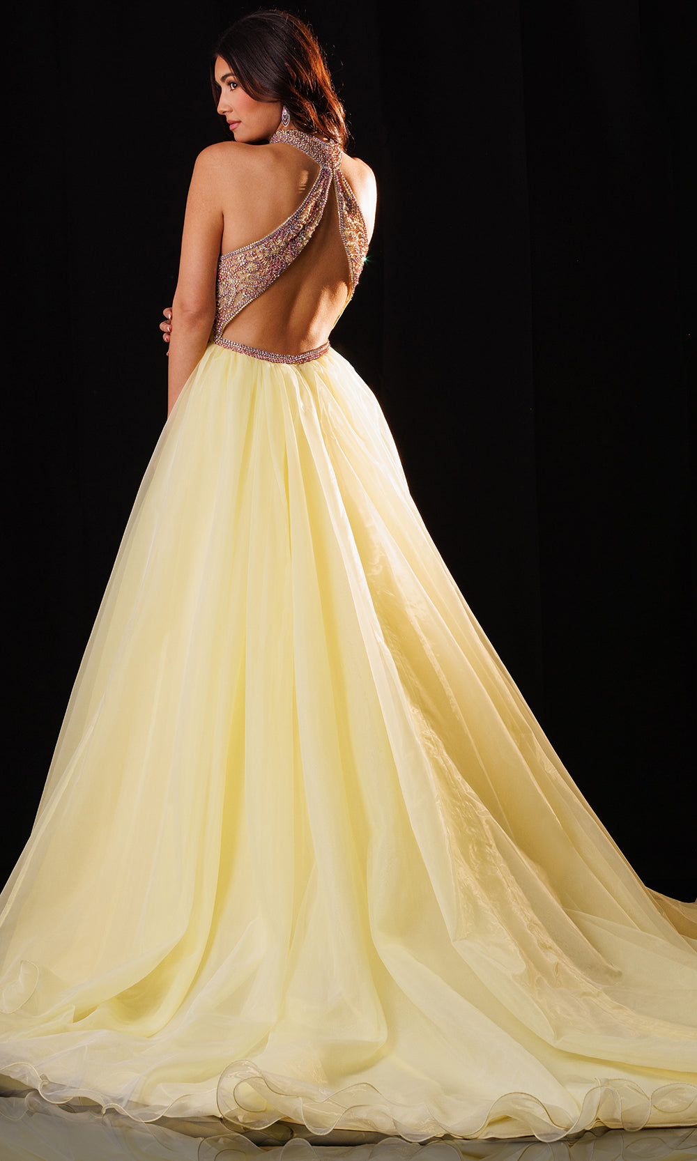 Rachel Allan 50424 - Choker Detail Sweetheart Layered Gown Ball Gowns in Yellow    