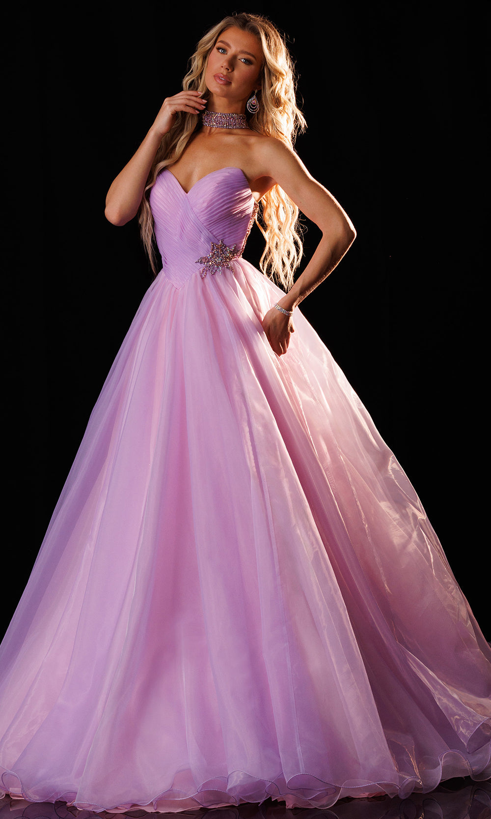 Rachel Allan 50424 - Choker Detail Sweetheart Layered Gown Ball Gowns in Purple    